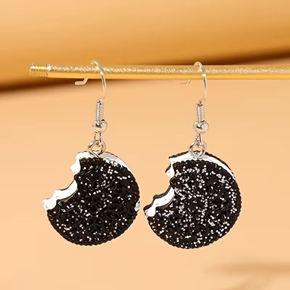 Oreo Sandwich Cookies Earrings Novelty Dangle Pendant Drop Charm Lightweight New